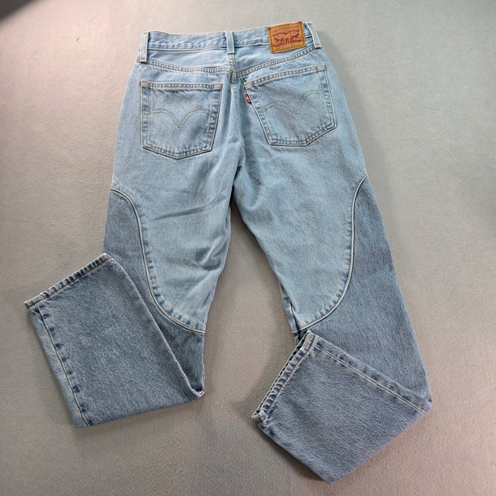 Levis 501 Original Paneled Jeans Light Wash Blue Straight Leg Two Tone W26 L30